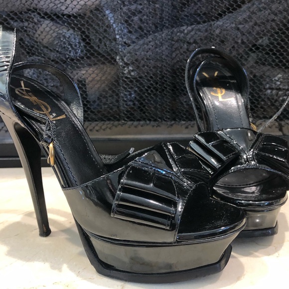 YSL Yves Saint Laurent Black Patent Leather Heels - Picture 2 of 5